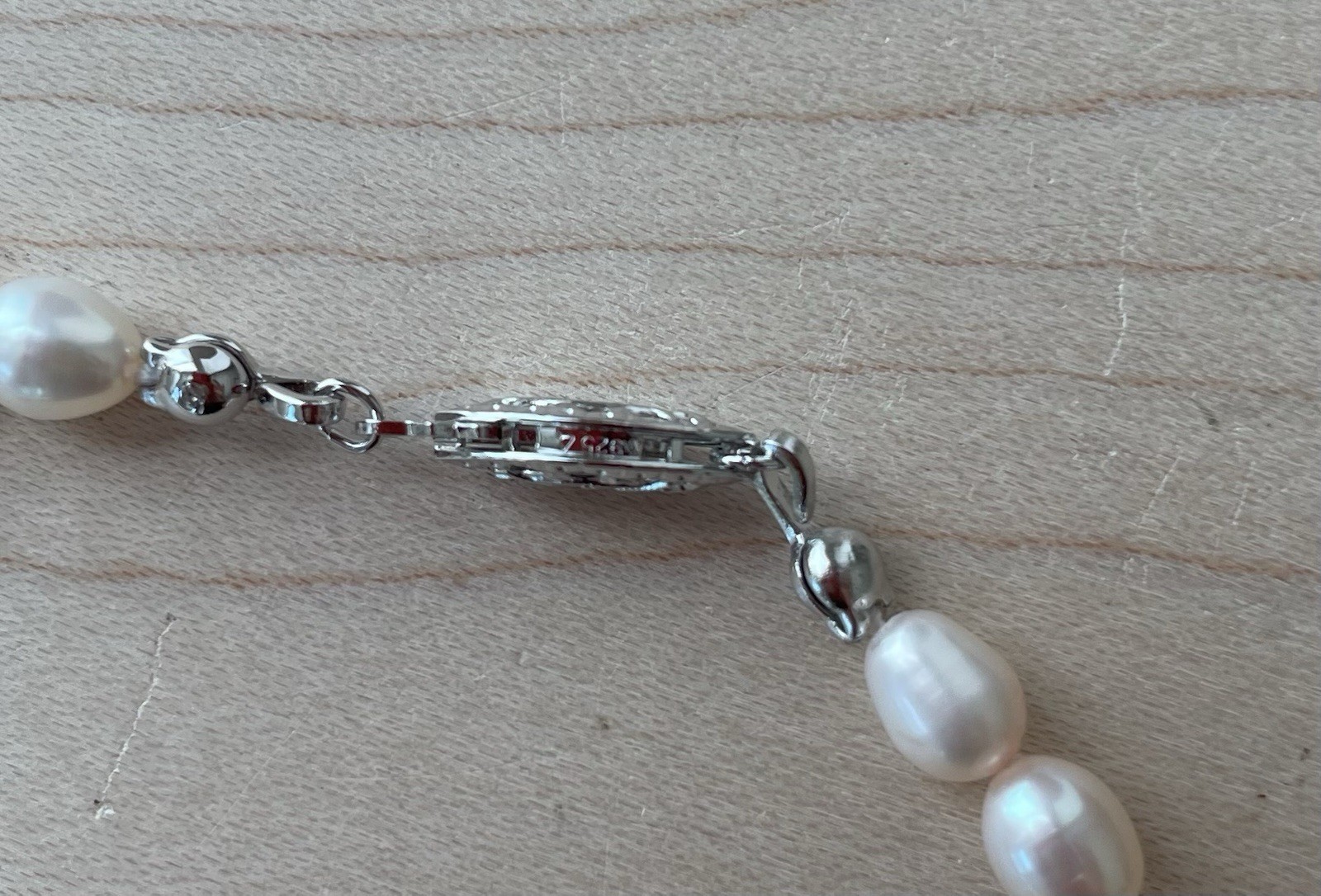 Elegant Off White Cream Pearl Necklace Hand Knotted 925 Stamped Necklace