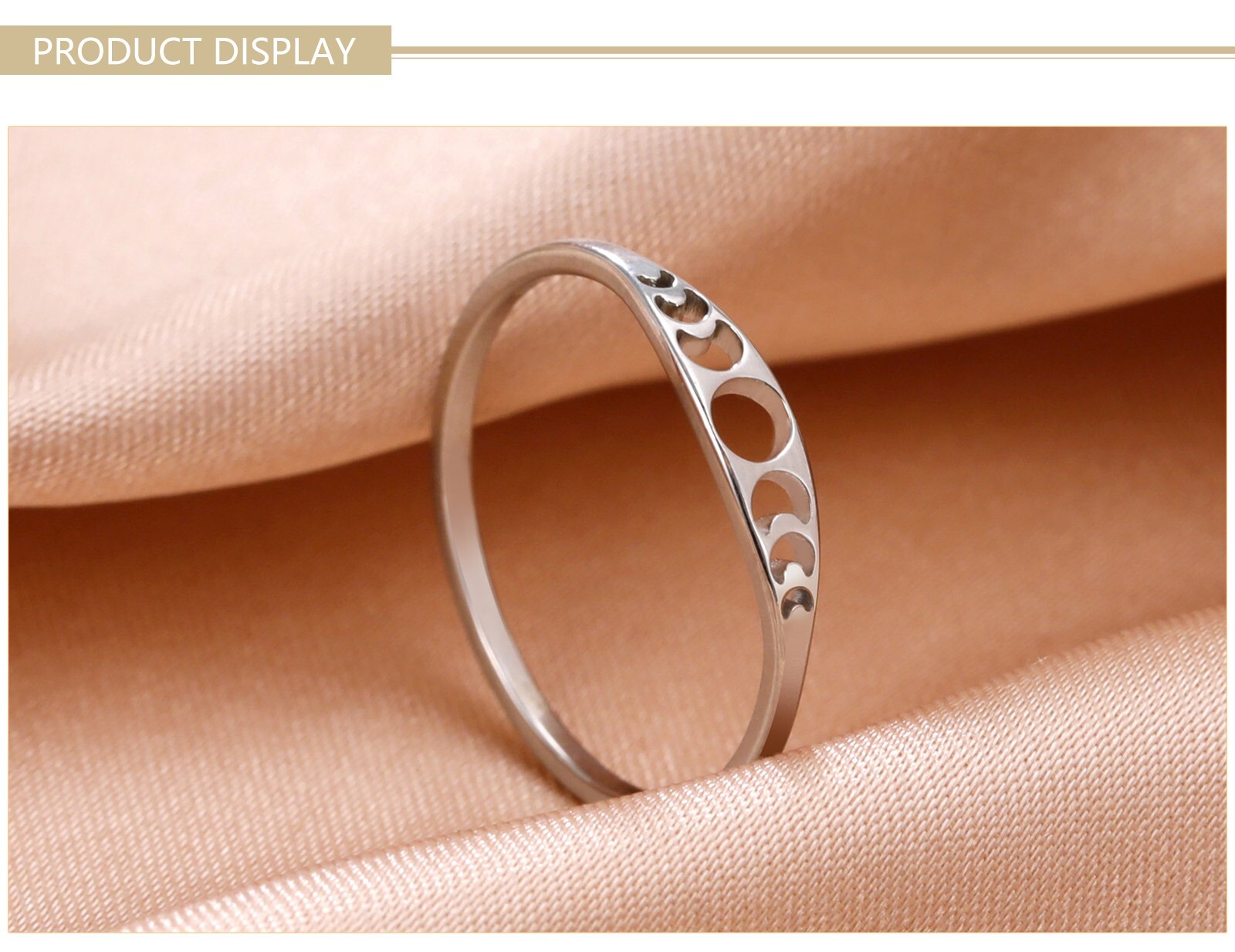 Moon Phase Ring Stainless Steel Crescent Moon Women Rings Witch Amulet Jewelry