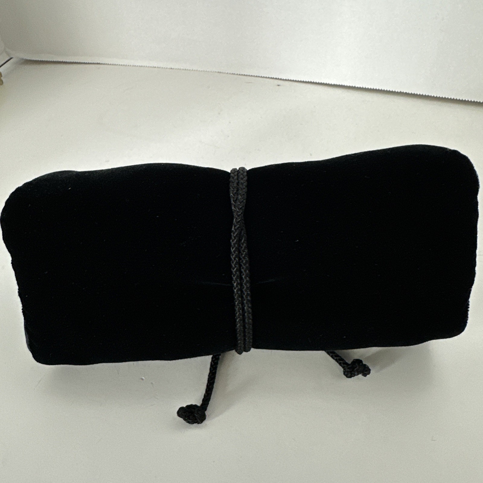 Black Velvet Jewelry Roll Travel Organizer Satin Lined Case Bag