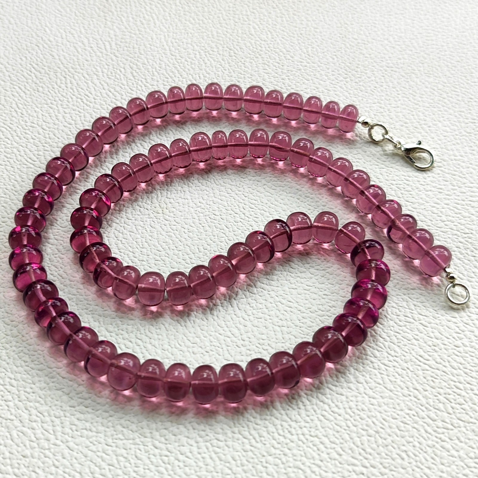 Kunzite Hydro Color Quartz 8mm Smooth Rondelle Beads Necklace 17″ India Gems