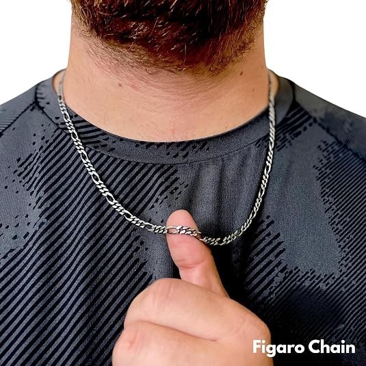 Mens Womens Gold Silver Chain Necklace Cuban Figaro Link 3mm 5mm 18-24