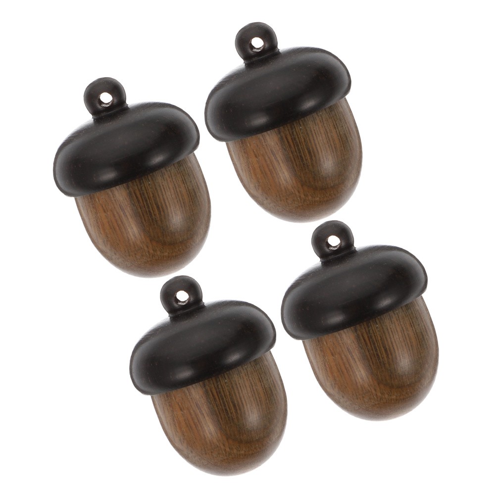 4 Pcs Wooden Nut Hanging Ornament Acorn Necklace Pendant Charm Charms Antique