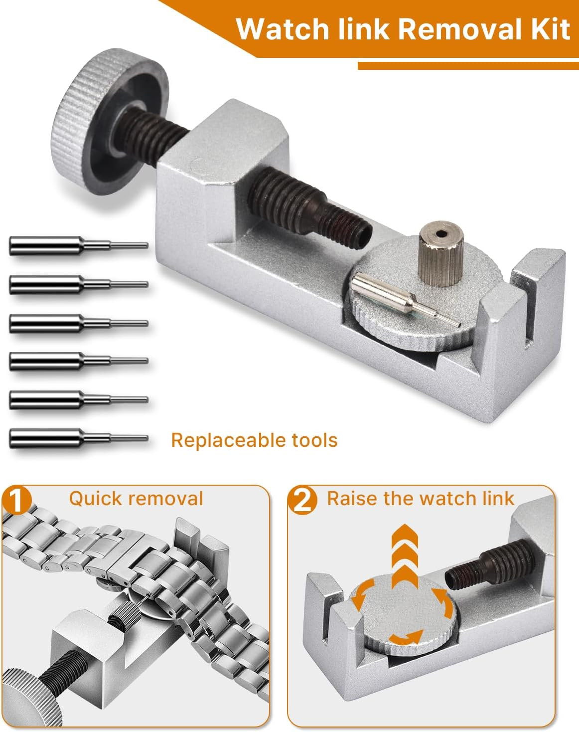 Watch Link Removal Kit Professional Watch Strap Adjustment Tool Band Replacem…