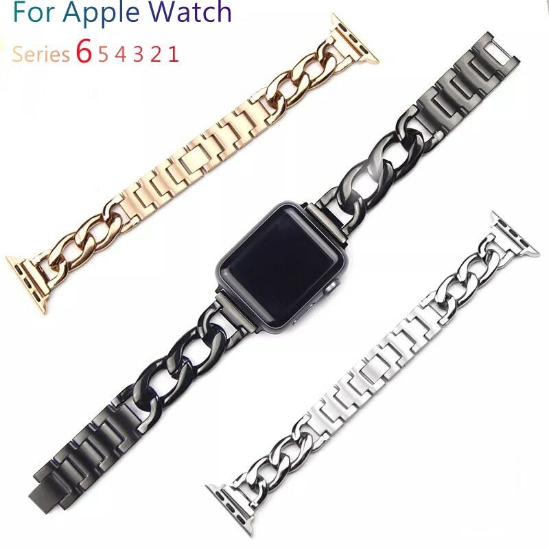 Metal Stainless Steel Chain Strap for Apple Watch Series 6 iWatch band 38MM 40MM