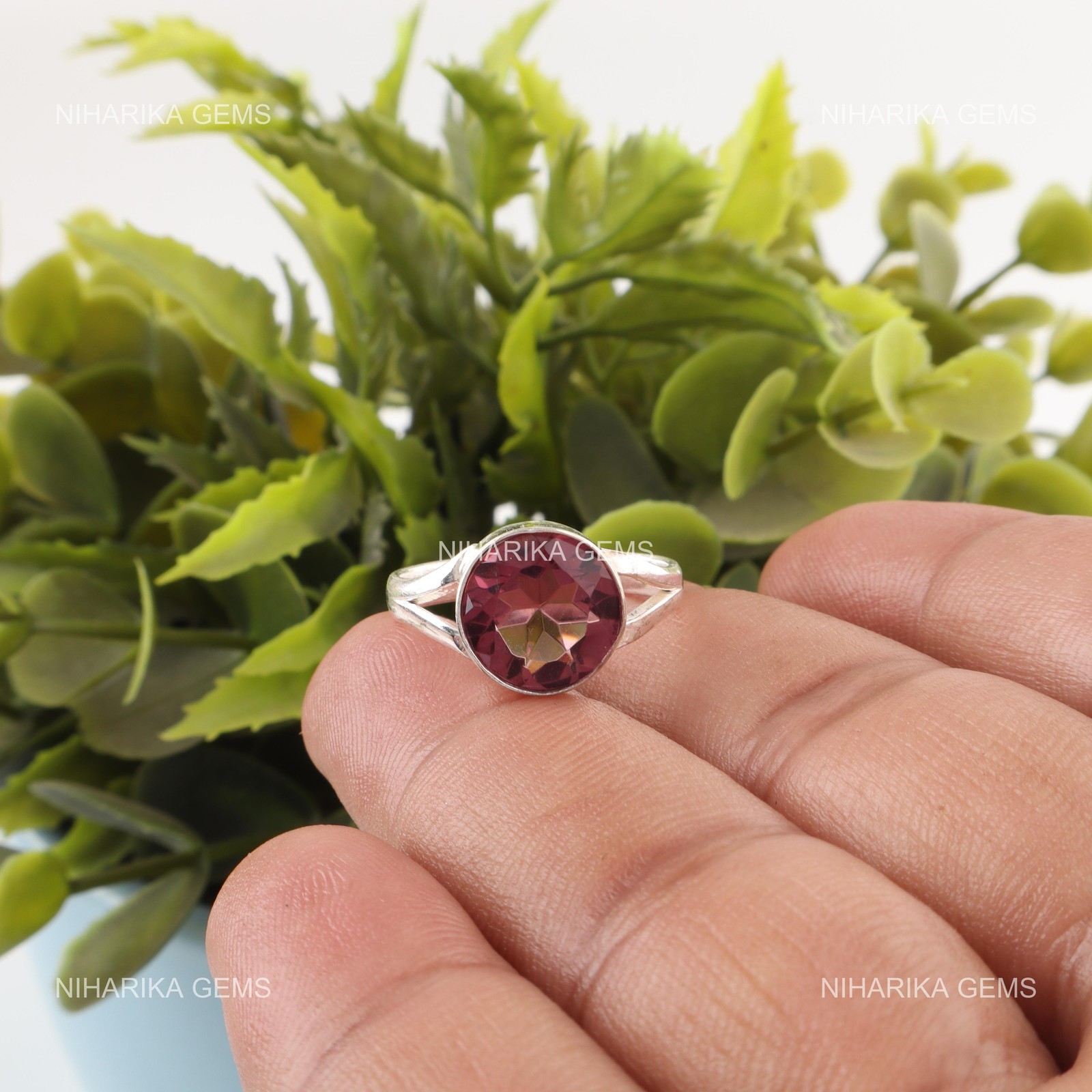 Sterling Silver Natural Rhodolite Promise New Solitaire Handcrafted Ring Jewelry