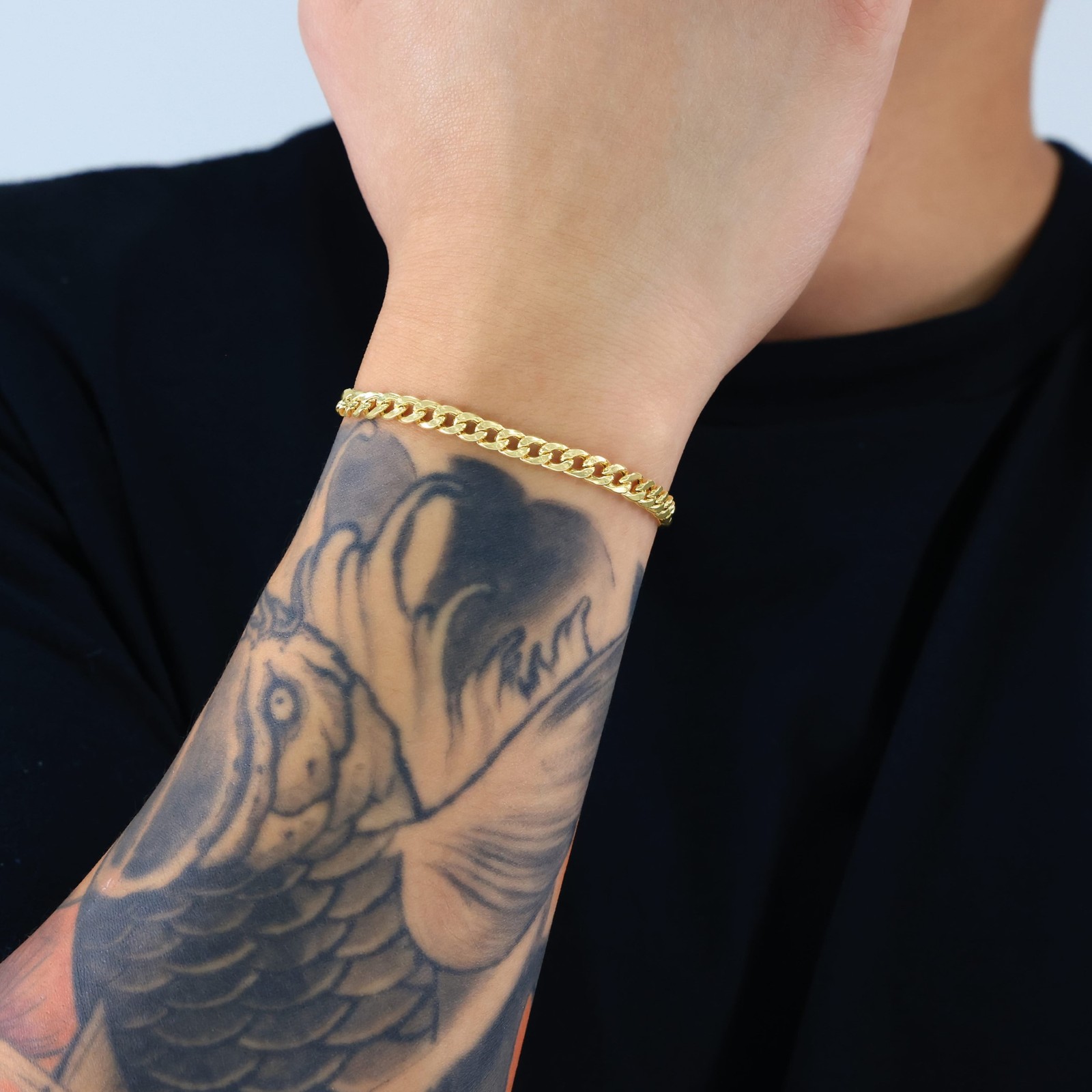 10K Yellow Gold 5mm Miami Cuban Link Chain Bracelet Men Women 7″ 7.5″ 8″ 8.5″ 9″