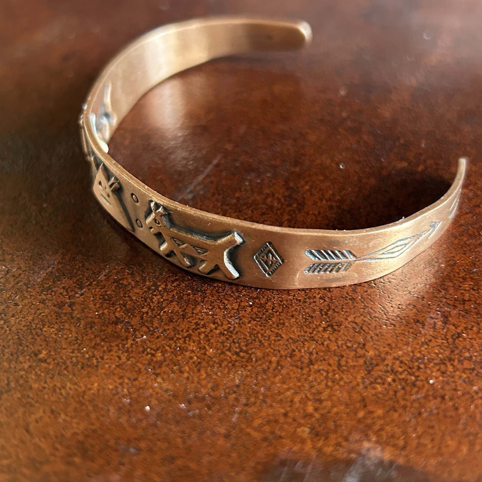 Vintage Copper Wheeler Manufacturing Co Southwest Cuff Bracelet