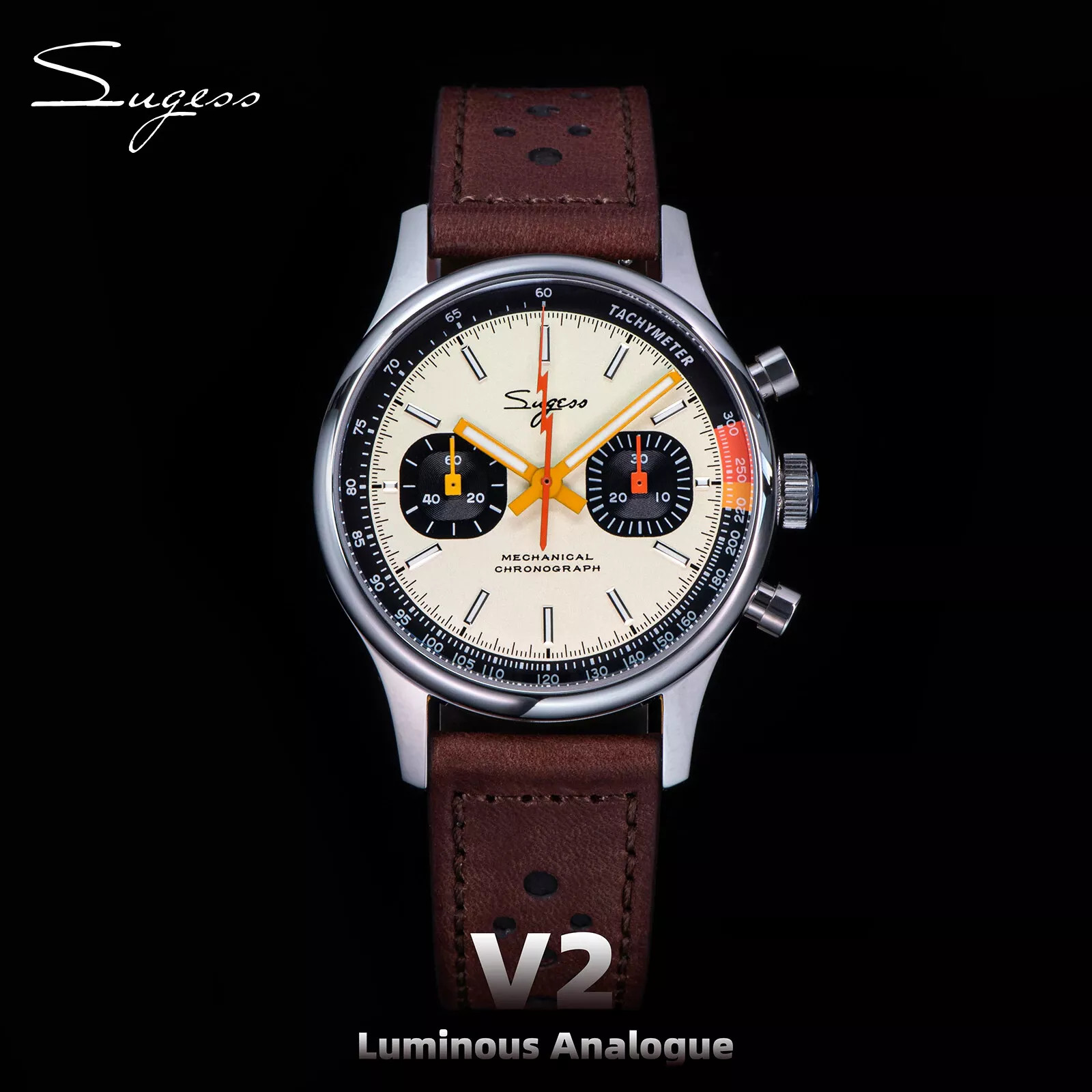 New Seiko SEAGULL 1963 Sugess SWAN NECK Exhibition Chrono Mens Watch Luminous