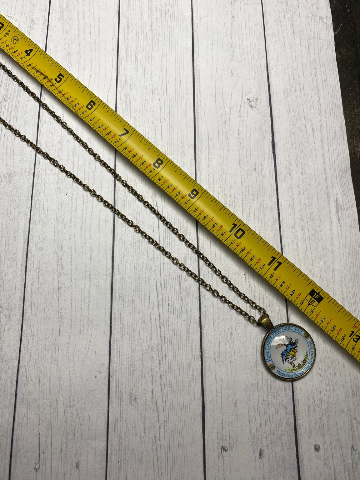 Iris Necklace and Earrings Set Bronze Blue Bunny Pendant Kids Jewelry