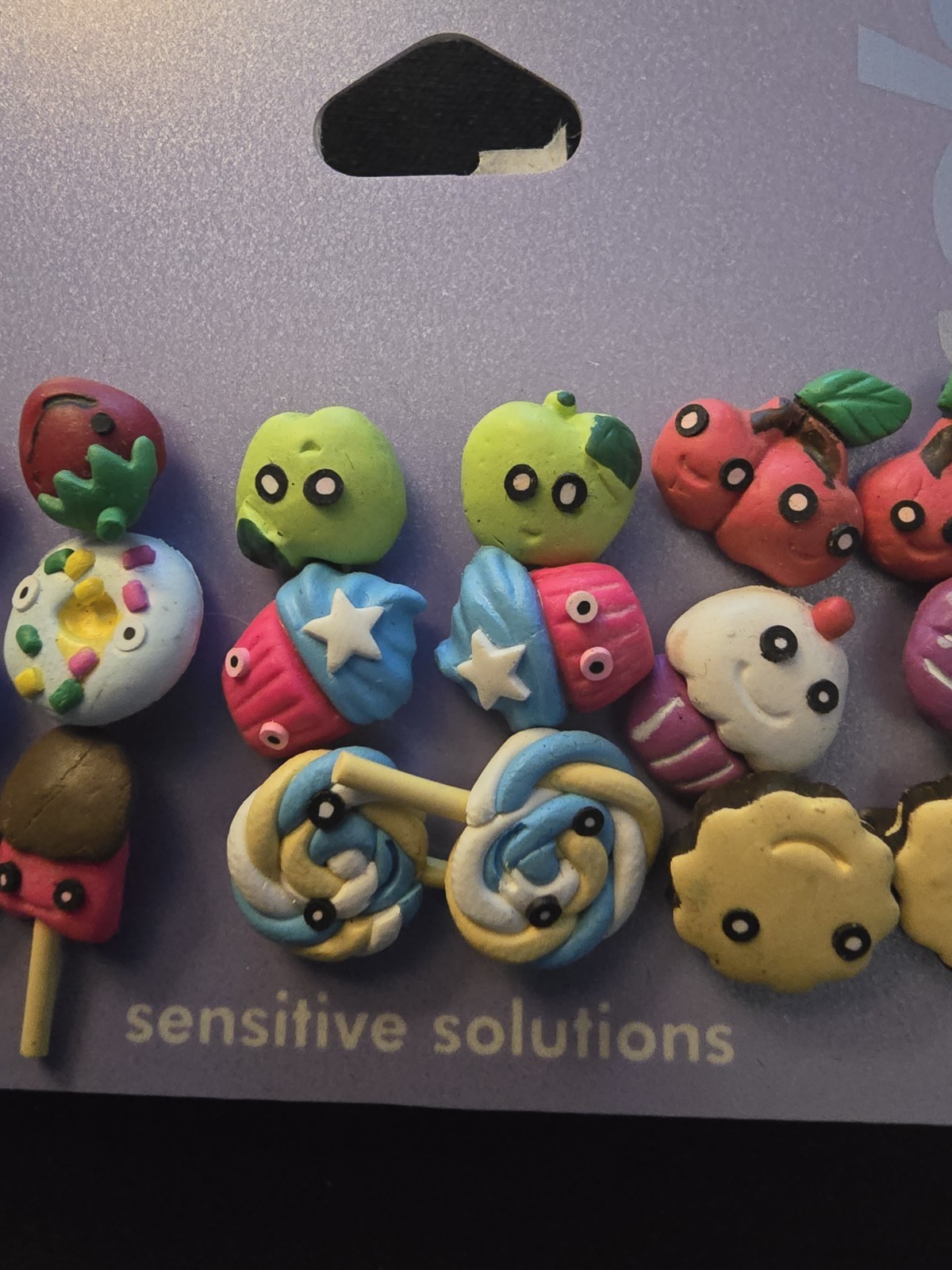 Claire’s Sensitive Solutions Dessert Summer theme Stud Earrings, 9 Pairs, New