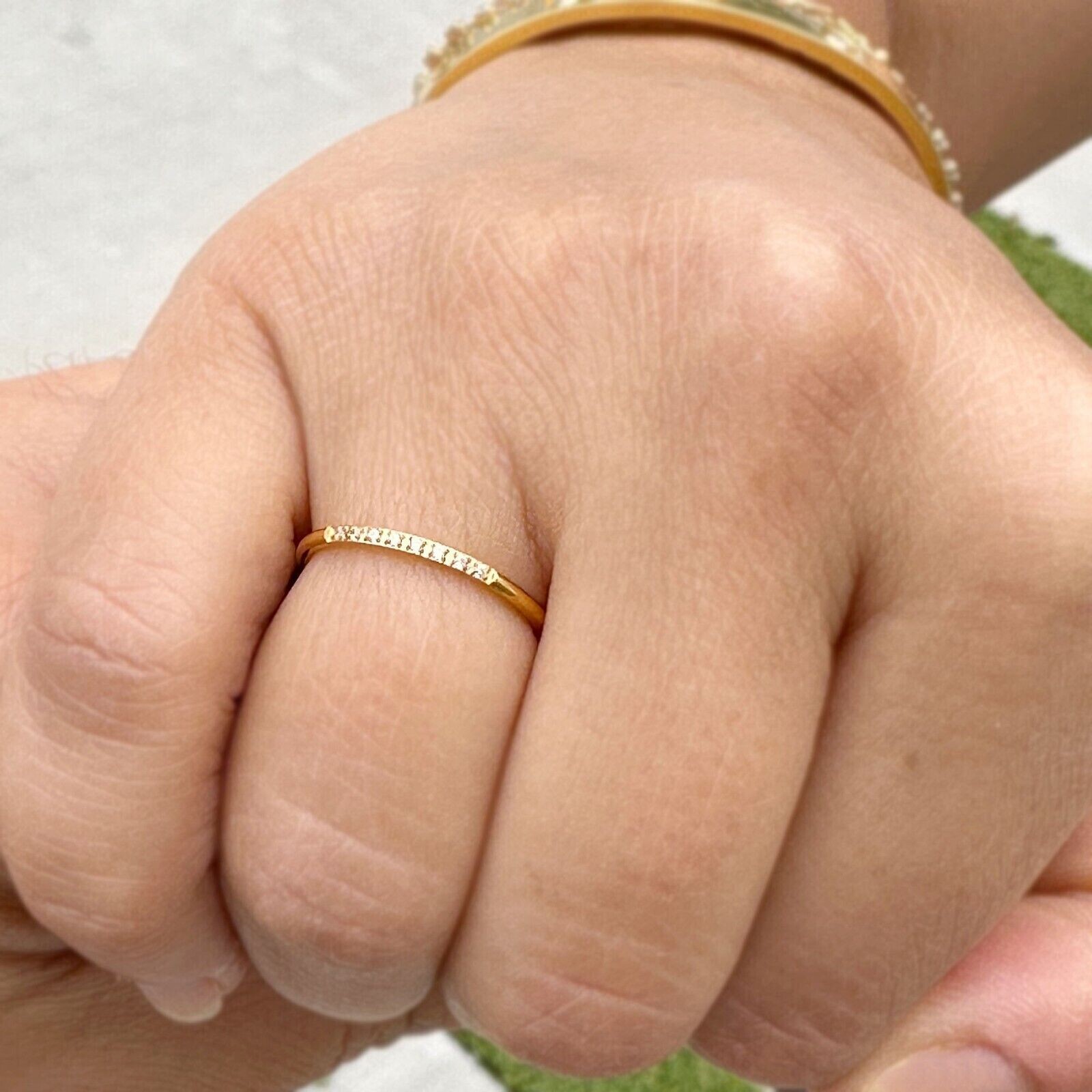 0.30Ct Round Cut Simulated Diamond Wedding Band Ring In 14K Yellow Gold Plated