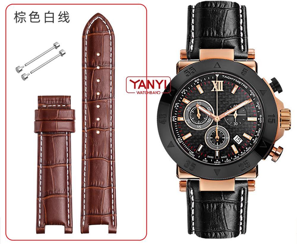 Genuine Leather Watch Strap Fit for Gc 22x13mm 20x11mm Notched Wristwatches Band