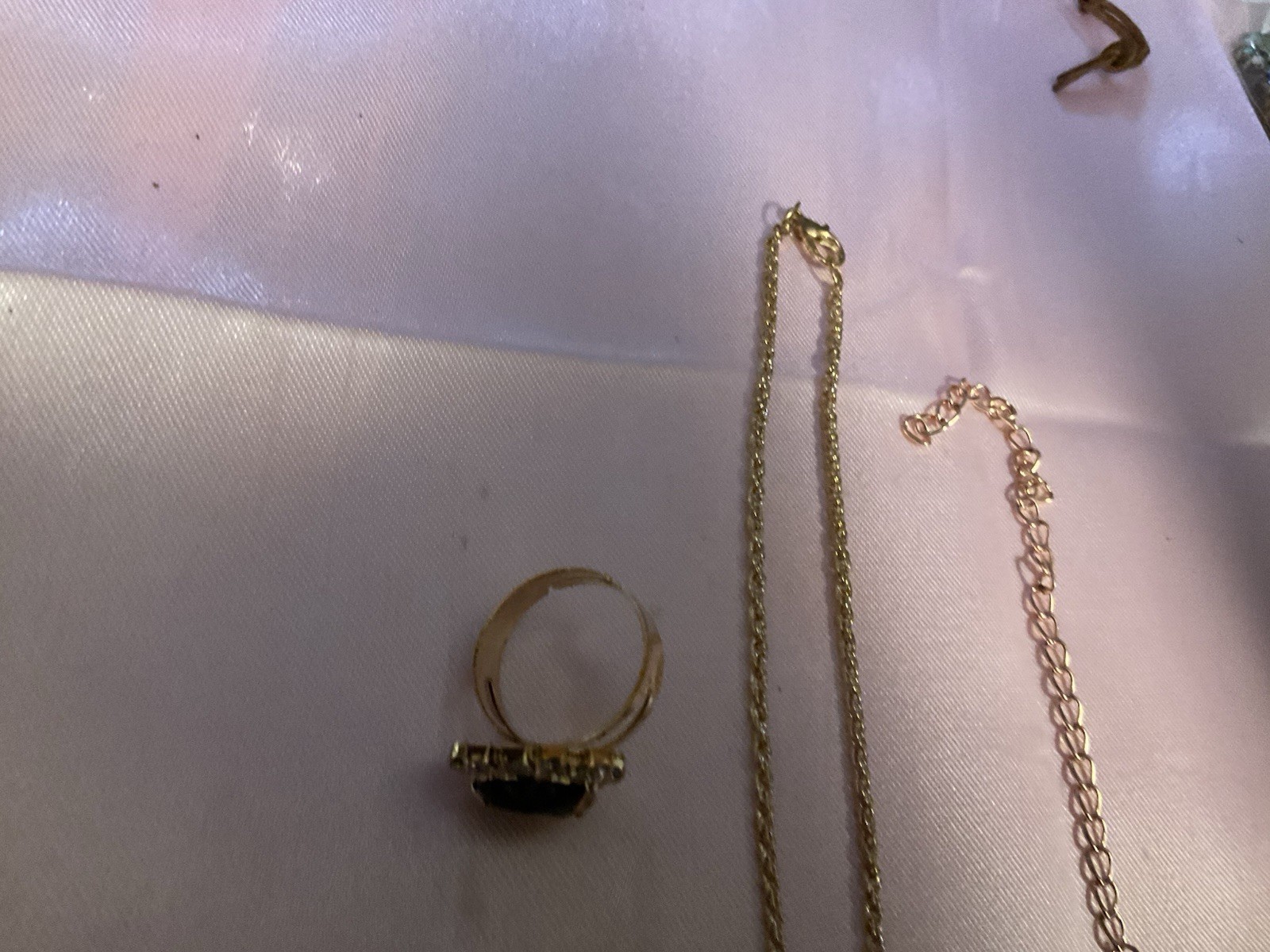 Gold Tone Black Heart Crystal Love Jewelry Set Necklace Earrings Bracelet Ring