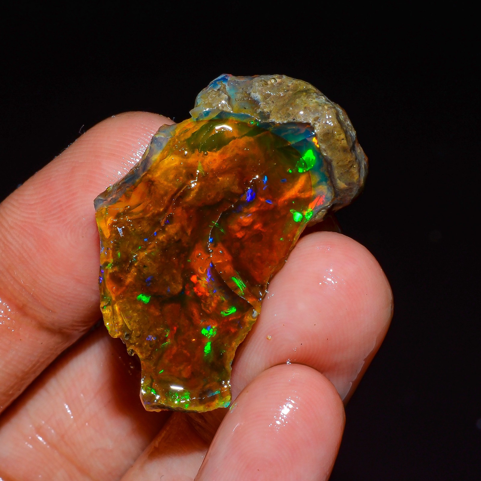 Classic Top Grade-100%Natural Welo Fire Ethiopian Oil Opal Rough-28.00 Carat