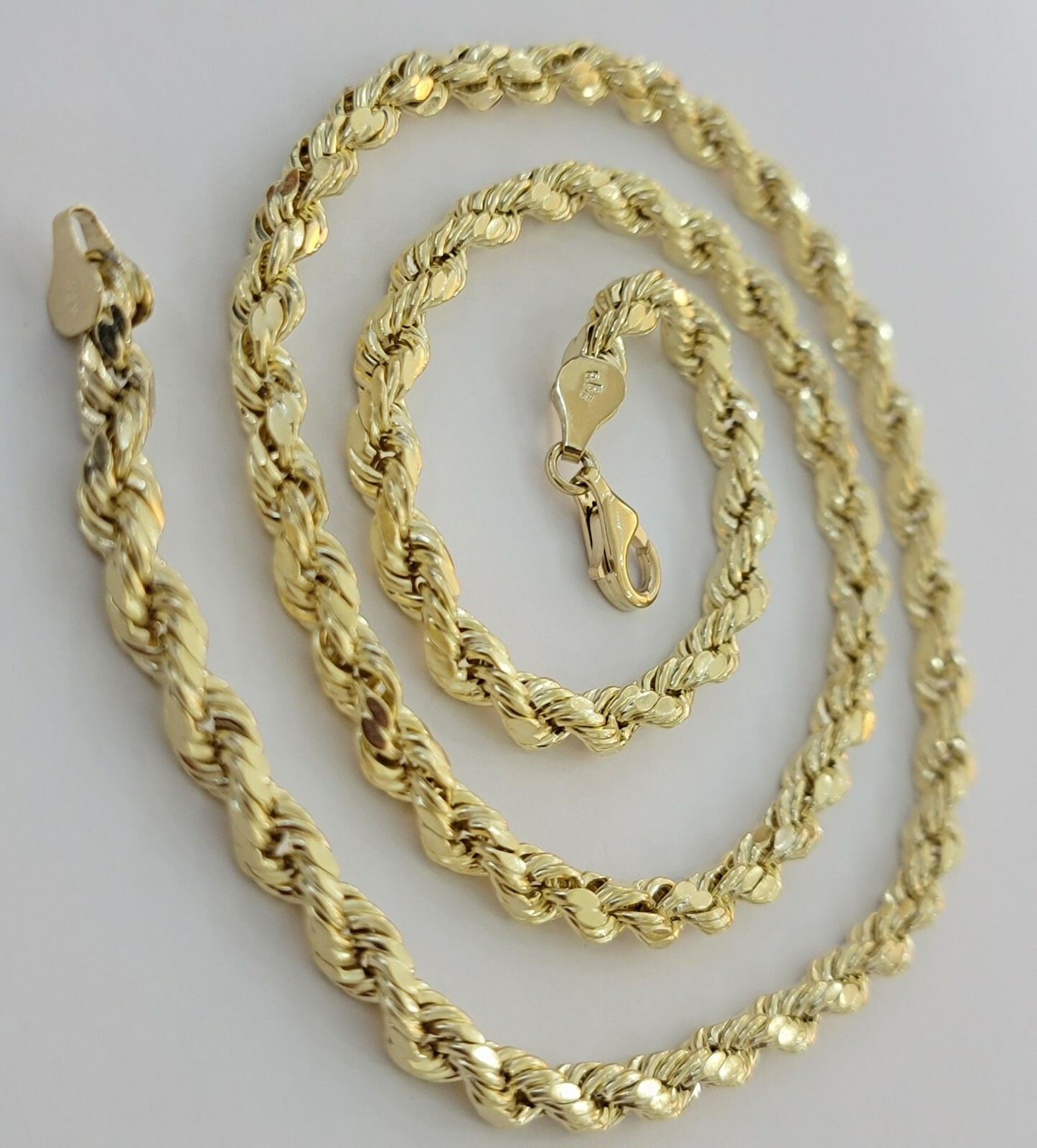 Real 10K Yellow Gold Rope Chain Mens Necklace 6mm Diamond Cut 18-30in Mens 10kt