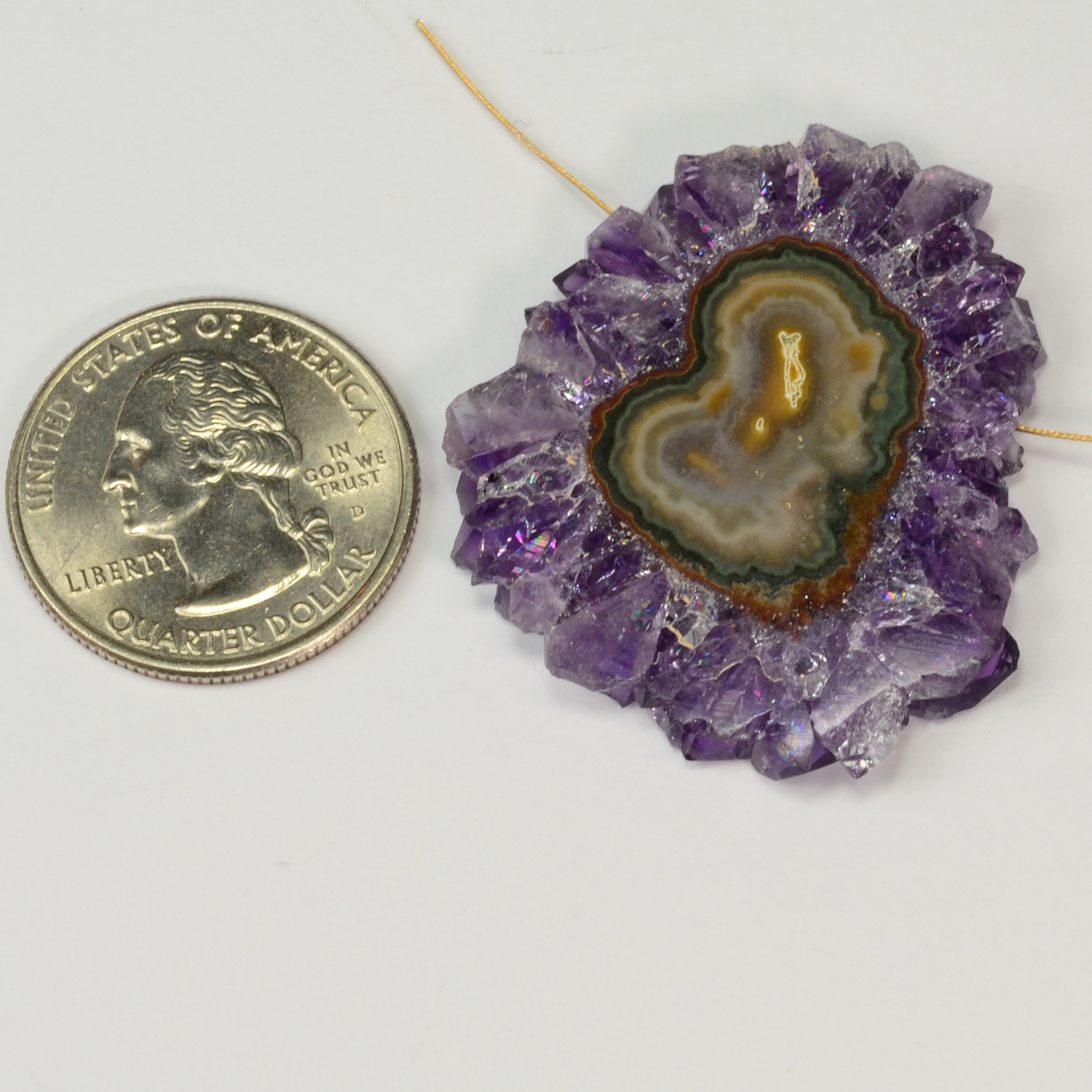 55.25CT Amethyst Stalactite Side Drilled Slice Bead FOCAL