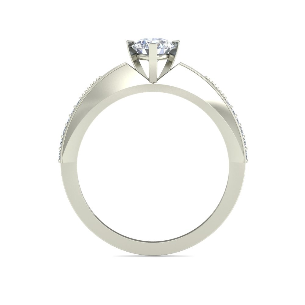 White Gold Plated 925 Sterling Silver 0.62 Ct Round Diamond Solitaire Ring Band