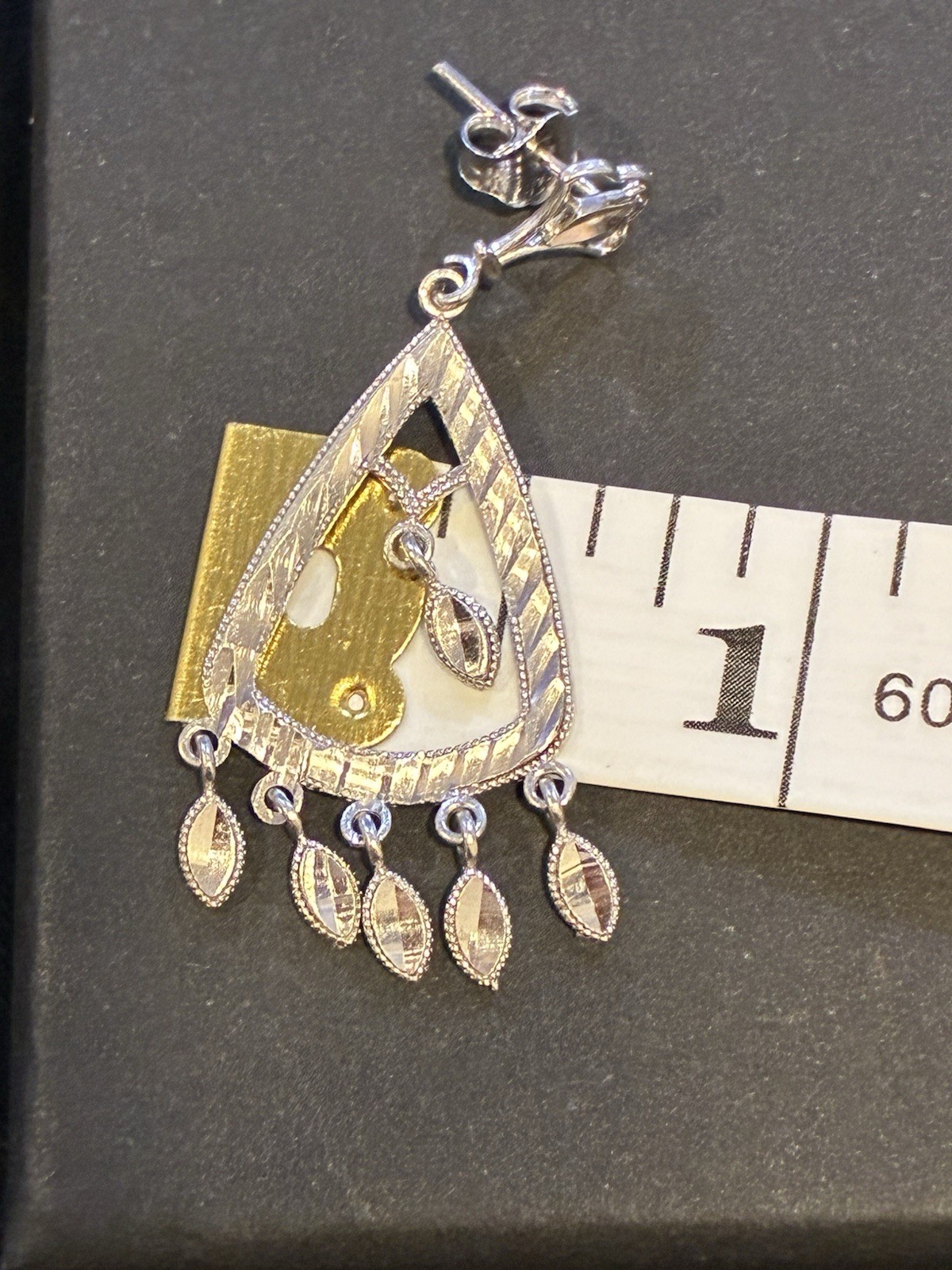 925 Sterling Silver Rhodium Chandelier Dangle Earrings 3cm Wide NWOT