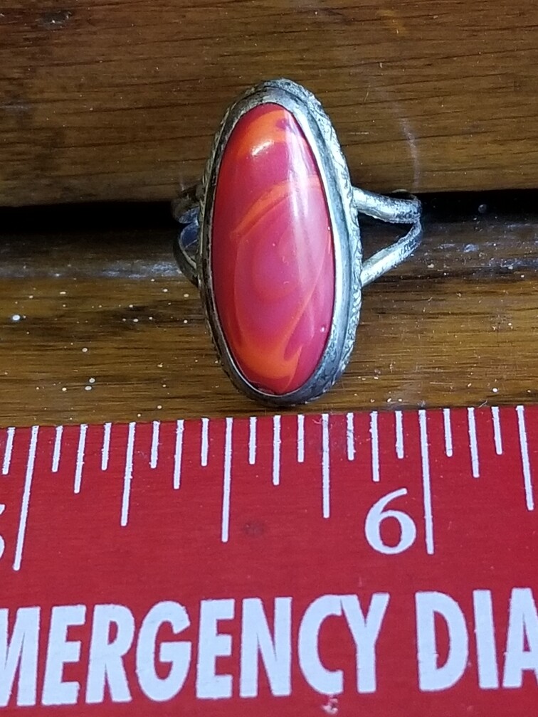 Vintage Red Stone Size 5.75 Women’s Ring. No Indications of metal type