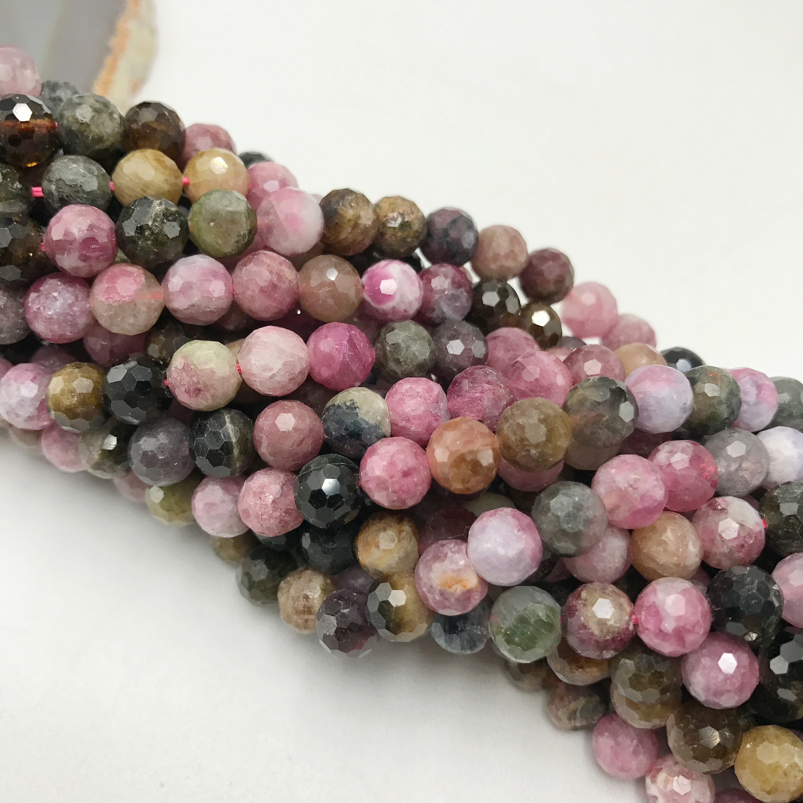 Multi Color Tourmaline Faceted Round Beads 5mm 6mm 15.5″ Strand