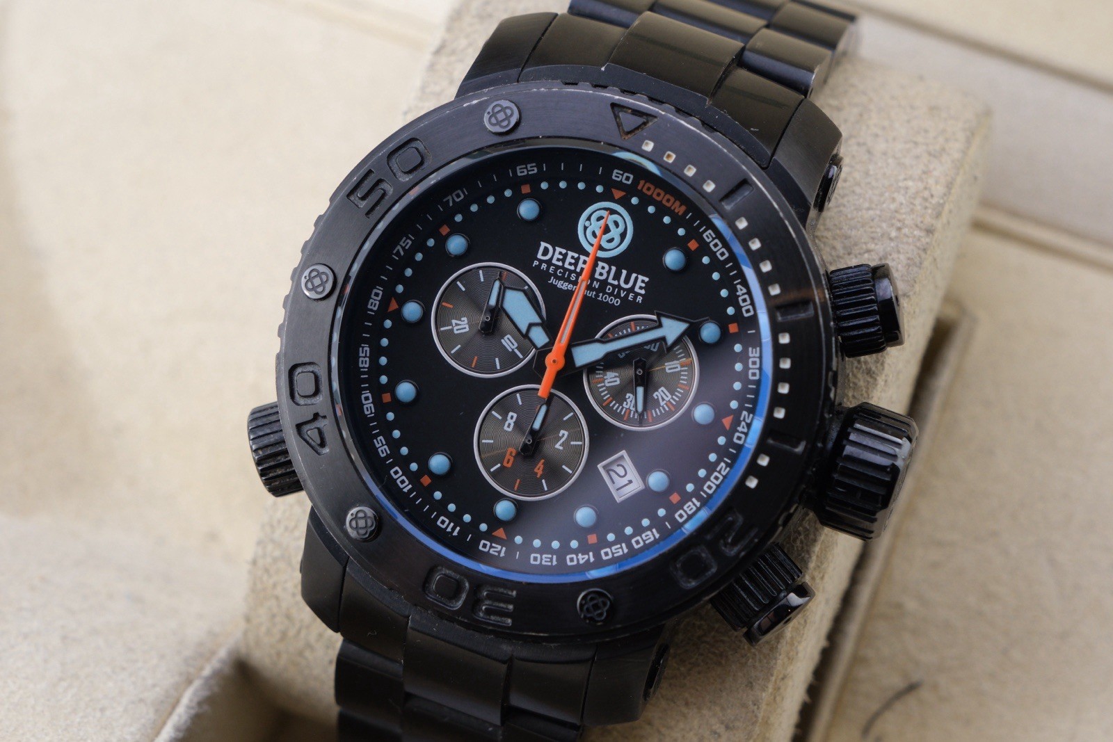 Juggernaut 1000m Chronograph PVD Black Swiss Quartz 46mm 7.1”