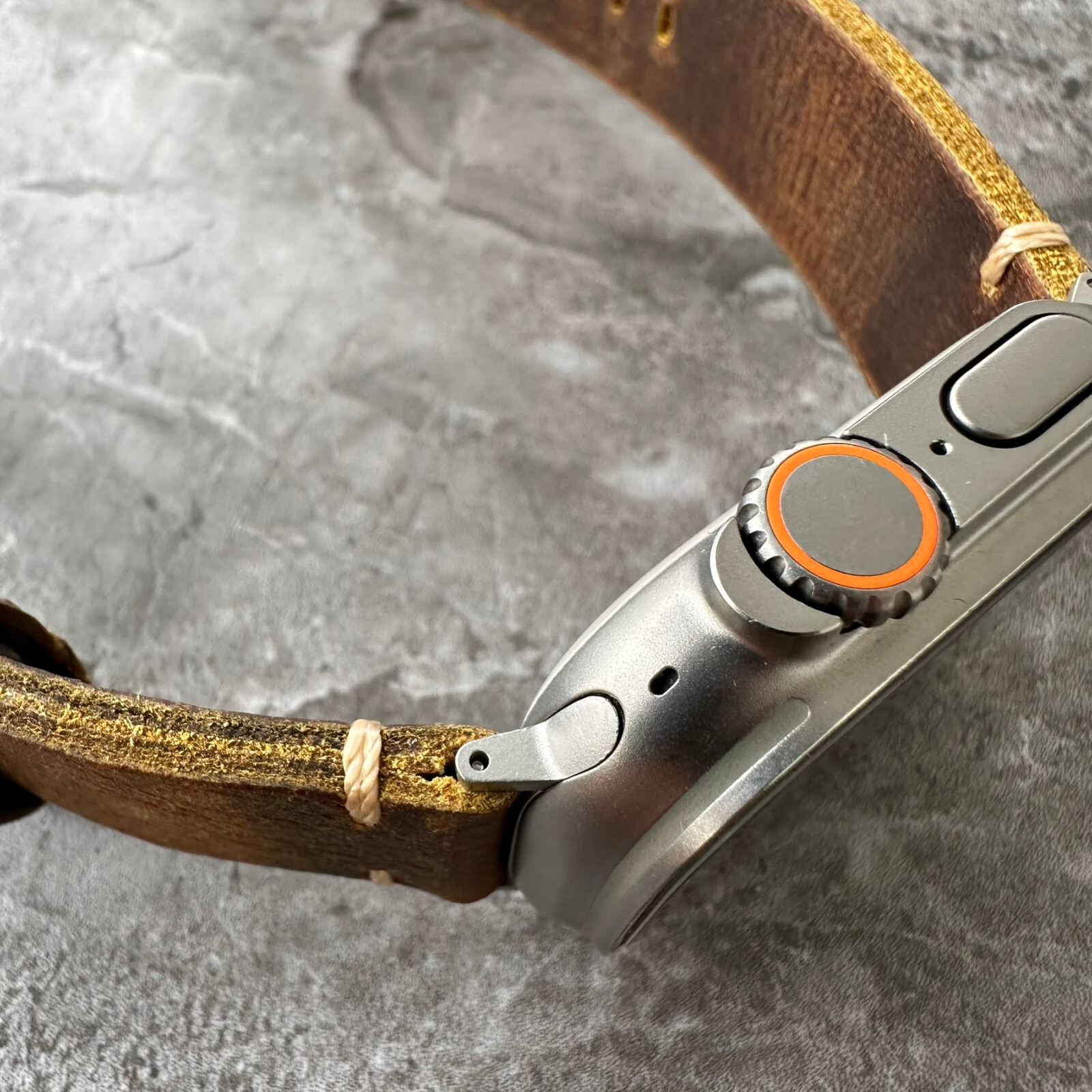 Thick Brown Buffalo Leather Watch Strap Band For NEW Apple Watch Ultra 1 2 49mm