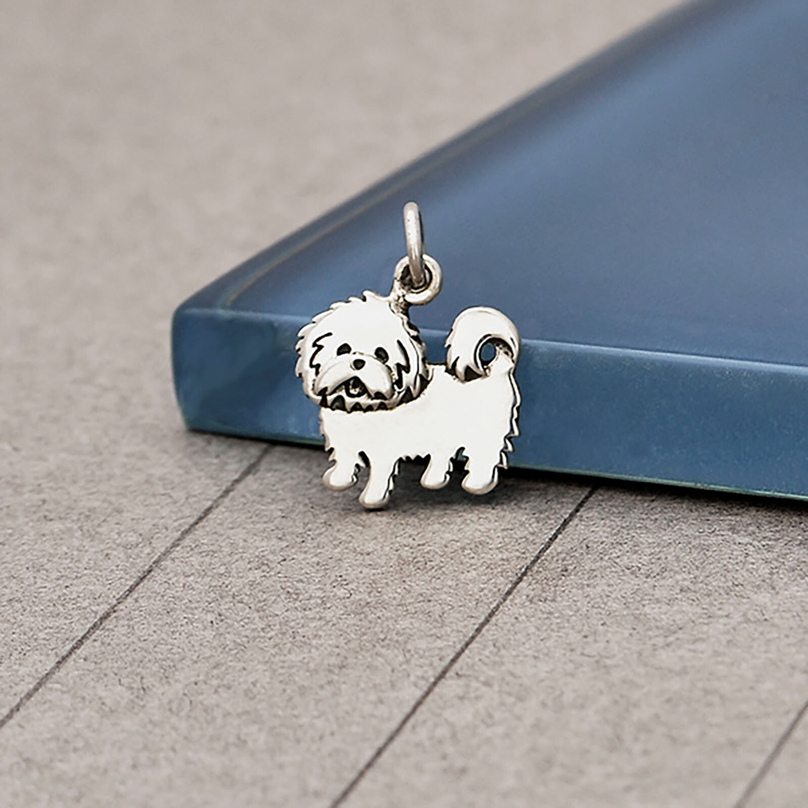 Maltese Toy Dog Breed Puppy 925 Solid Sterling Silver Charm Pendant Bichon