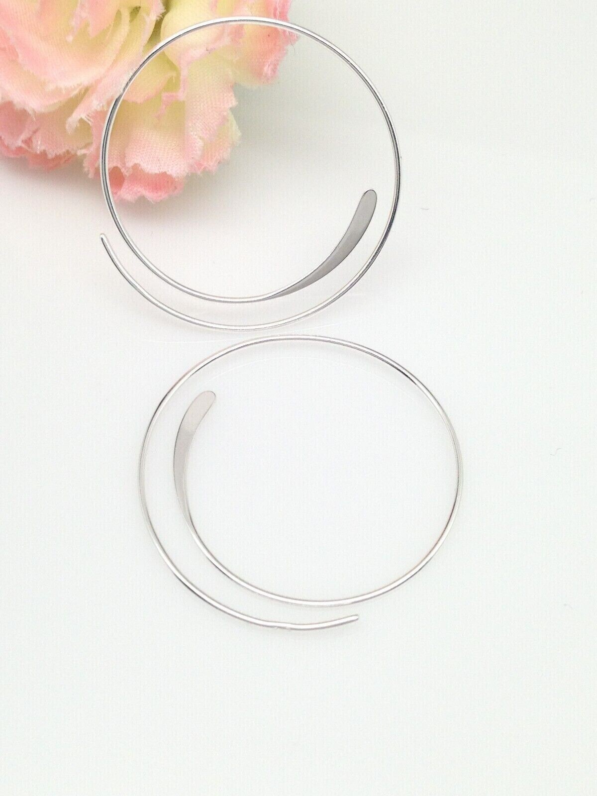 925 Sterling Silver Swirl Spiral Threader Hoop Earrings Thin Wire 30mm(1.18″)