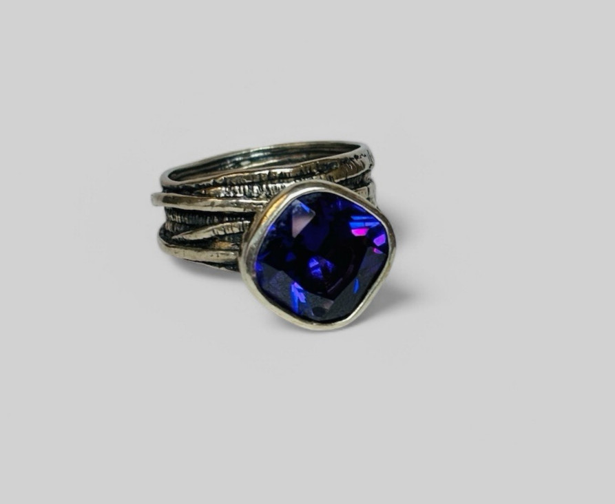 Silpada Sterling 925 Silver Gladiator Glam Purple CZ Ring R2757 Sz 8