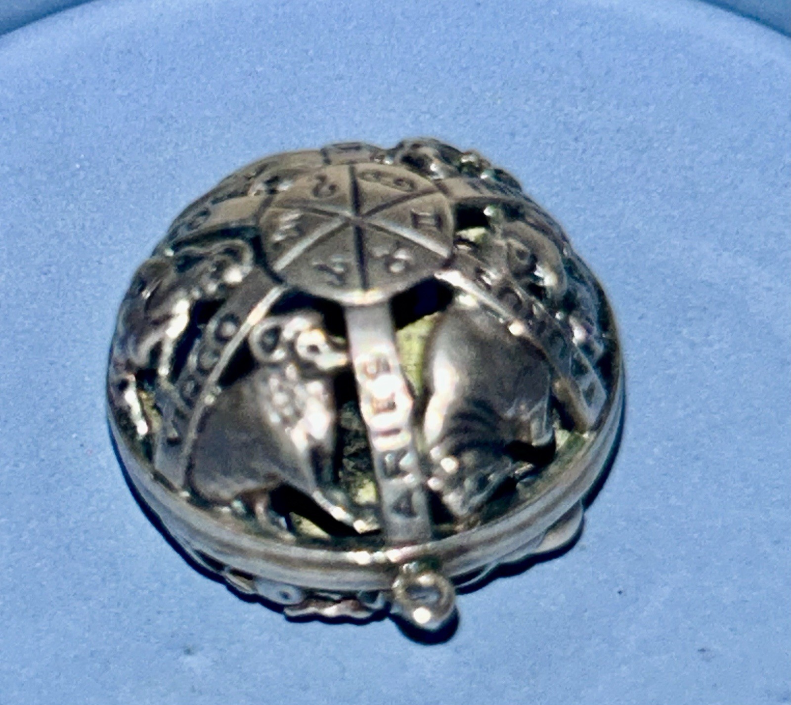 Sterling Silver Craftmere-12 month Zodiac names & 3D Horoscopes Pics. 1”ORB Pend
