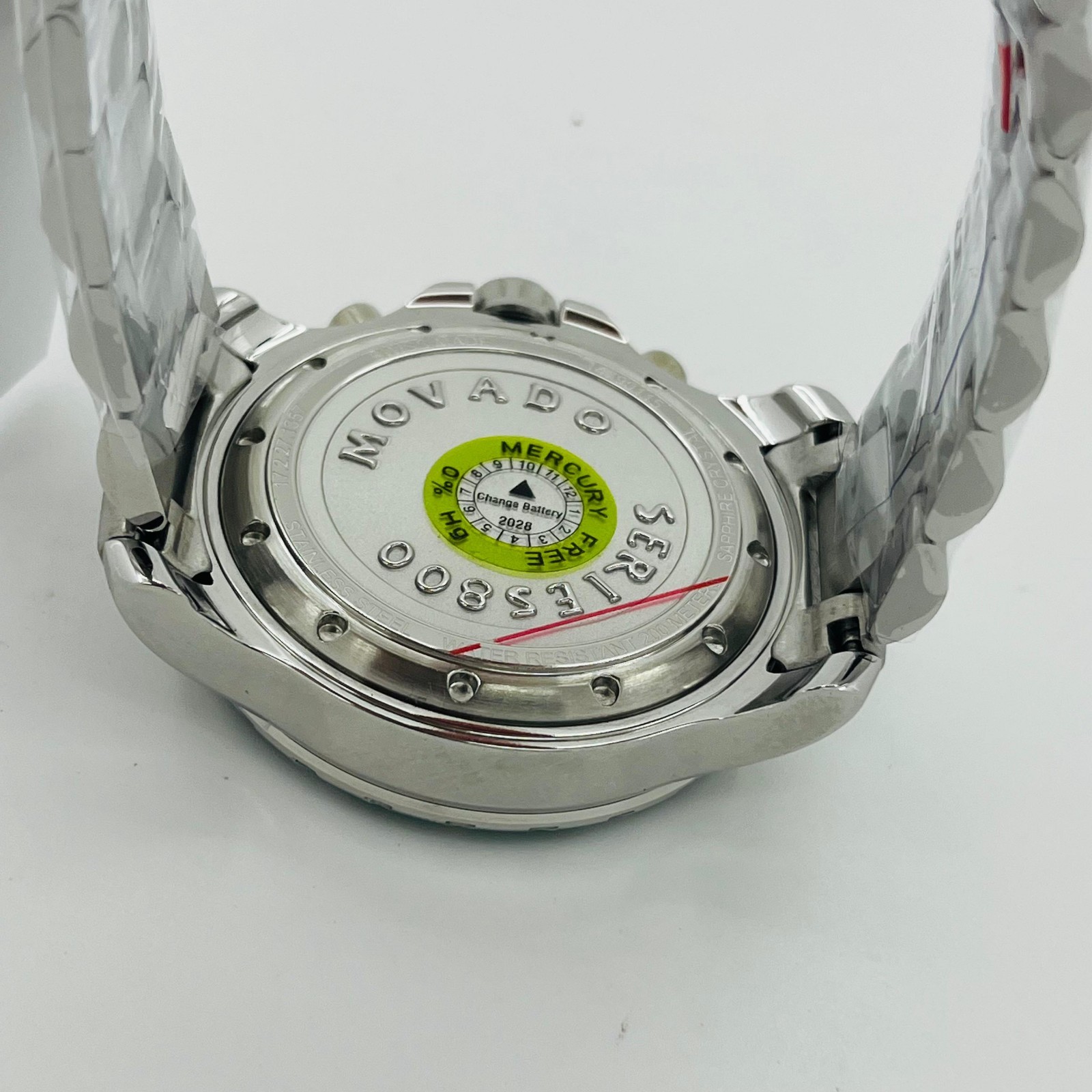 Movado Series 800 Green Chronograph Dial Steel Bracelet Men’s Watch 2600179 New