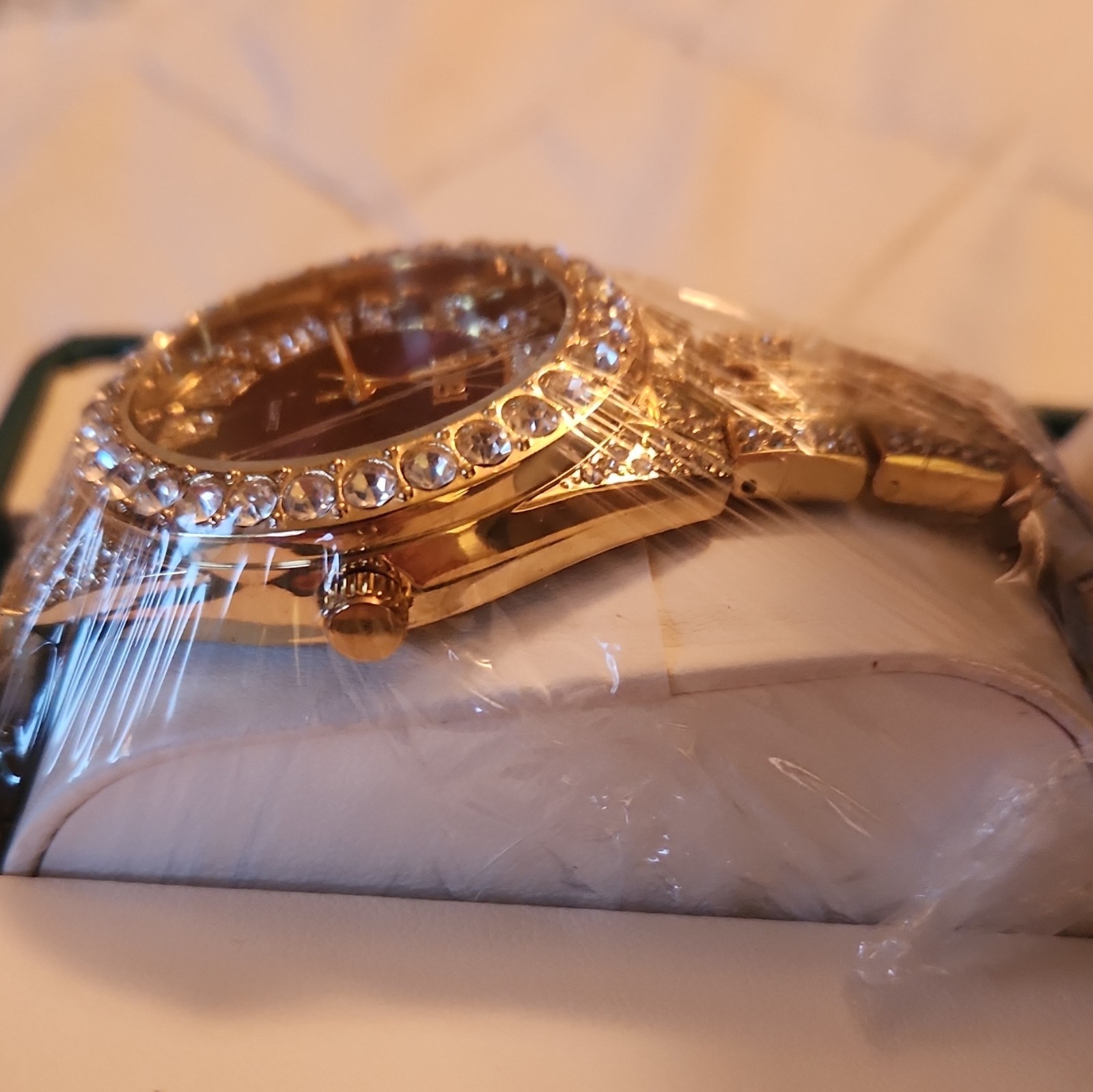 BIBI Luxury Quartz Watch Blue Dial Gold Tone Date Bracelet Box/Manual