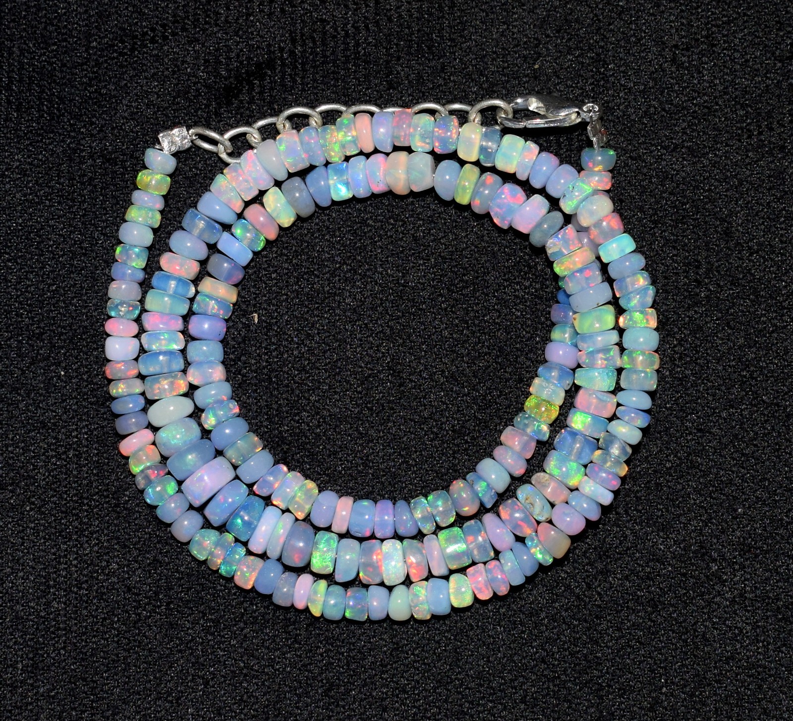 AAA+ Natural Ethiopian Opal Wello Fire Opal Gemstone Beads 16”Necklace 0351