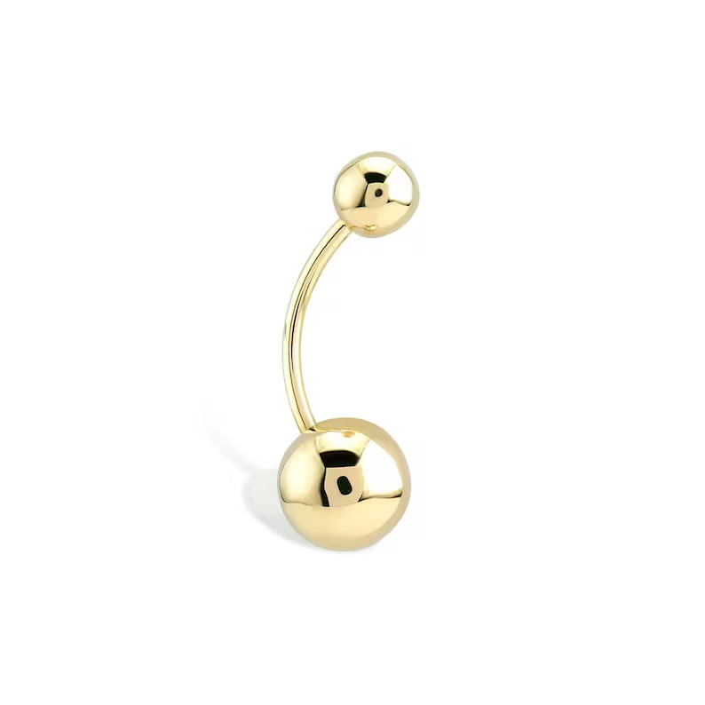 14K Yellow Gold FN Belly Button Ring Navel Piercing Body Piercing Body Jewelry