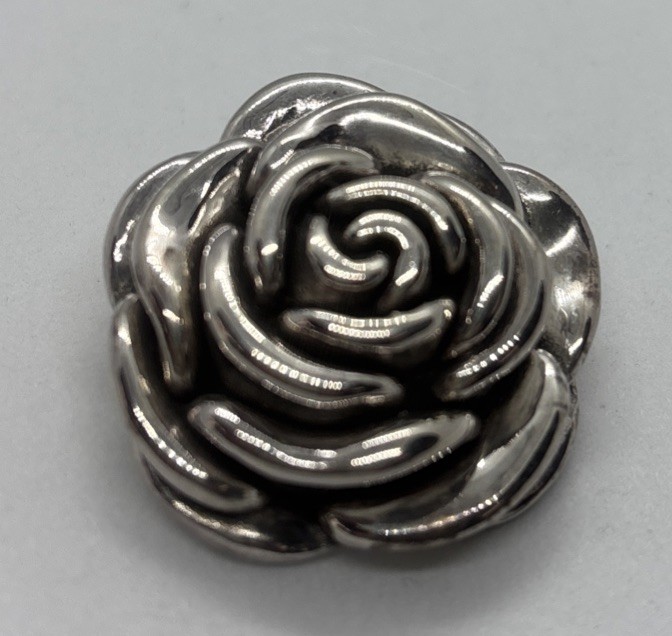 Vintage Sterling Silver Electroform Puffy 3D Flower Rose Pendant 6.7 Grams