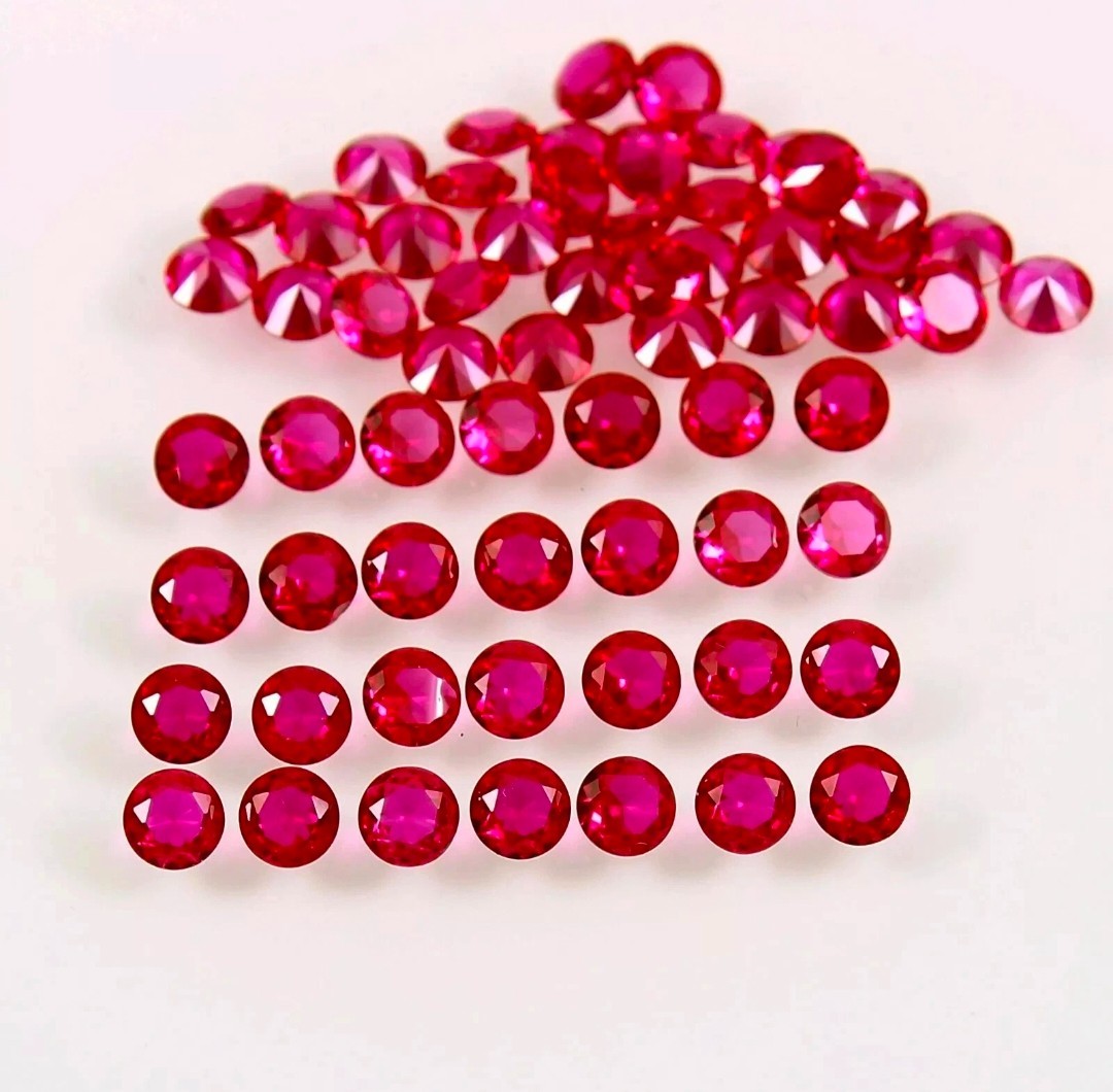 60 Piece Red Ruby Natural 6 mm Round Faceted Certified Loose Gemstone Lot+ Gift