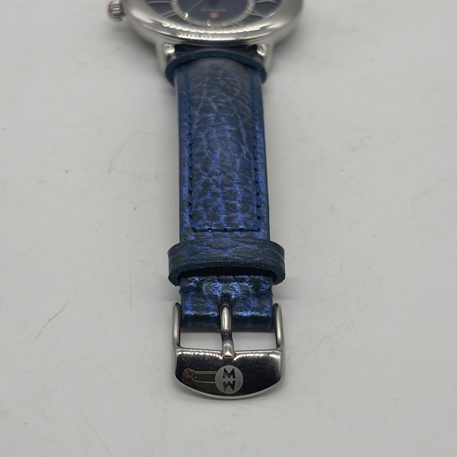 Michele Serein Diamond Watch Ocean blue Dial Genuine Leather Band MW21B00A0964