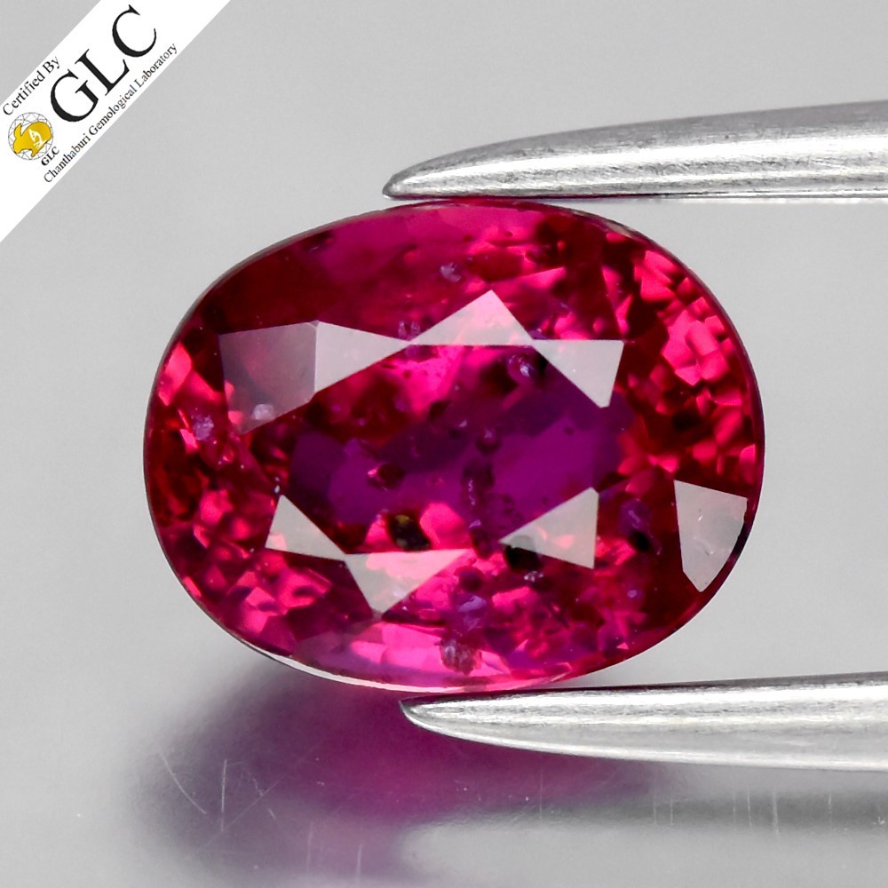 💎 GLC CERTIFIED 1.03ct Oval Natural Purplish Red Ruby – Unheated Mozambique Gem