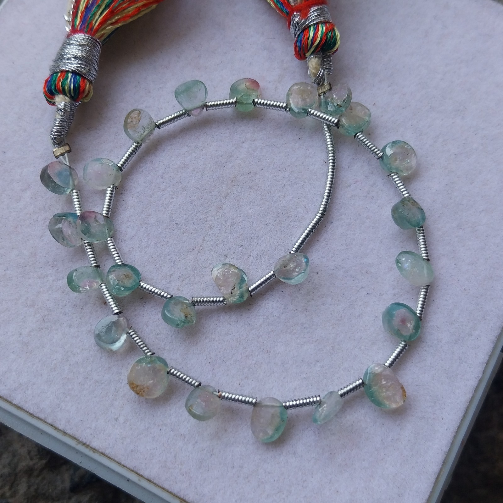 15 Carat Natural Watermelon Bio-Color Tourmaline Smooth Slice 8 inch Necklace