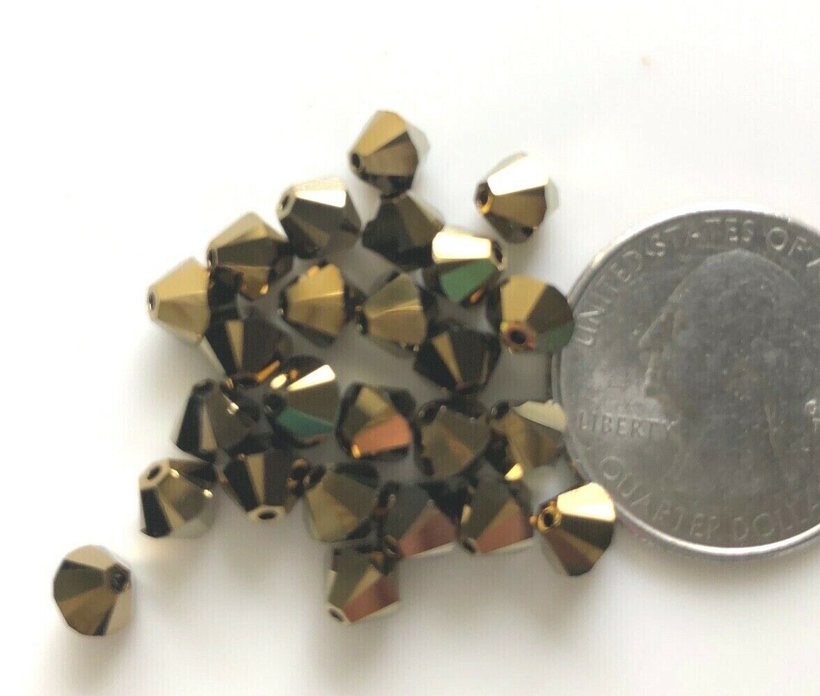 25 pc SWAROVSKI CRYSTAL DORADO 2X 6mm Loose 5328 Bicones Dark Gold, Free Ship