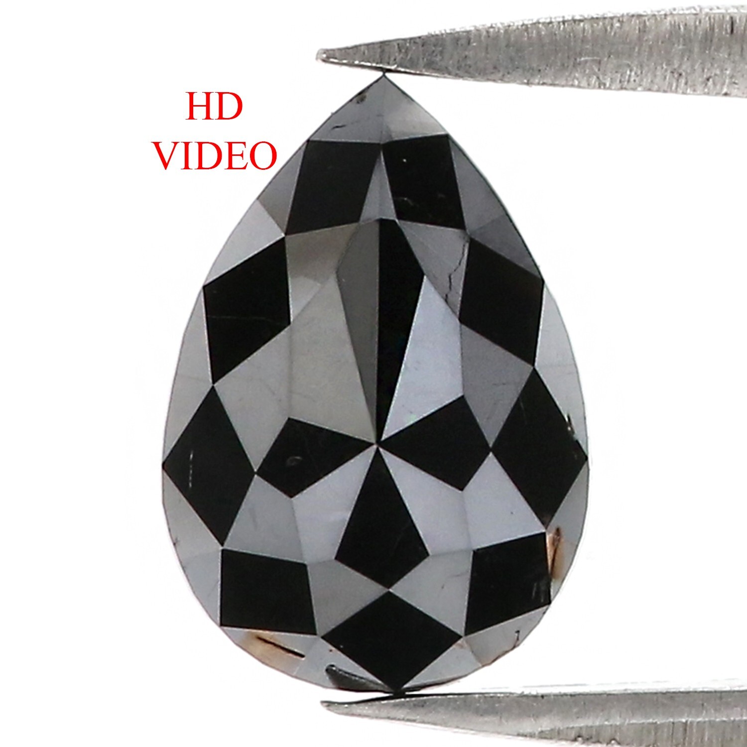 Natural Loose Pear Shape Black Color Diamond 1.42 CT 9.35 MM Rose Cut KDN523