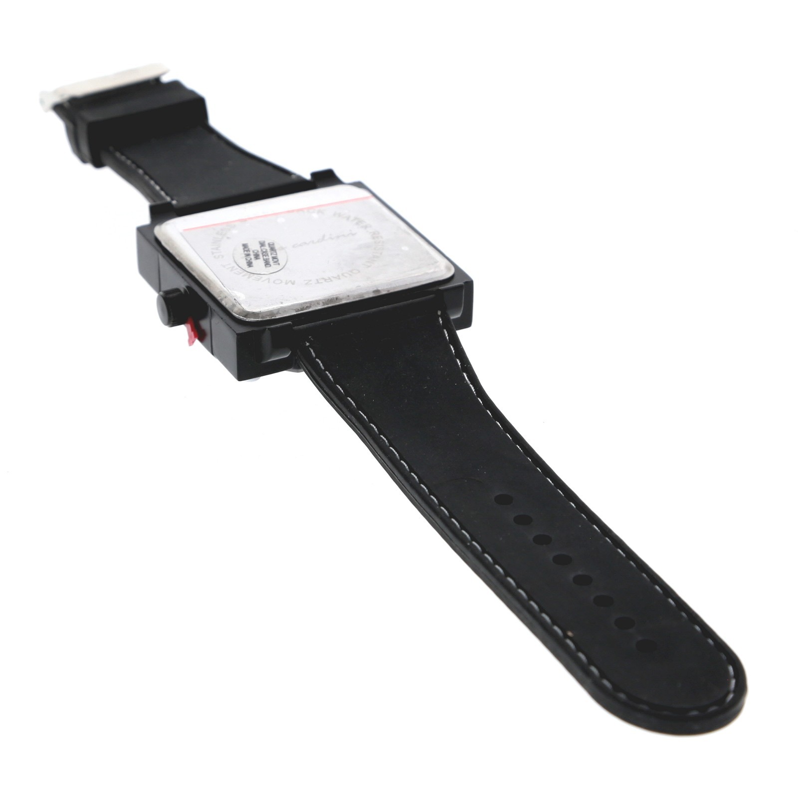 48mm x 48″ Oversized Square Men’s Quartz Watch Black Silicone Band White Numeral