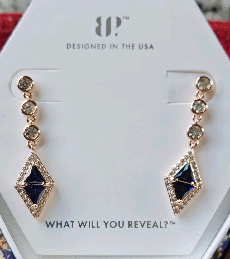 BP SEPTEMBER BDAY EARRINGS RBP8171 “Starlight Wonders” LC Sapphire On Rose Gold
