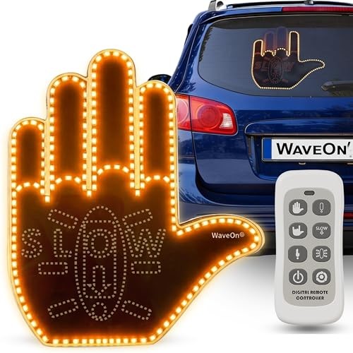 WaveOn Ultra LED Display Fun Finger Car Light with Remote | 6 Gestures