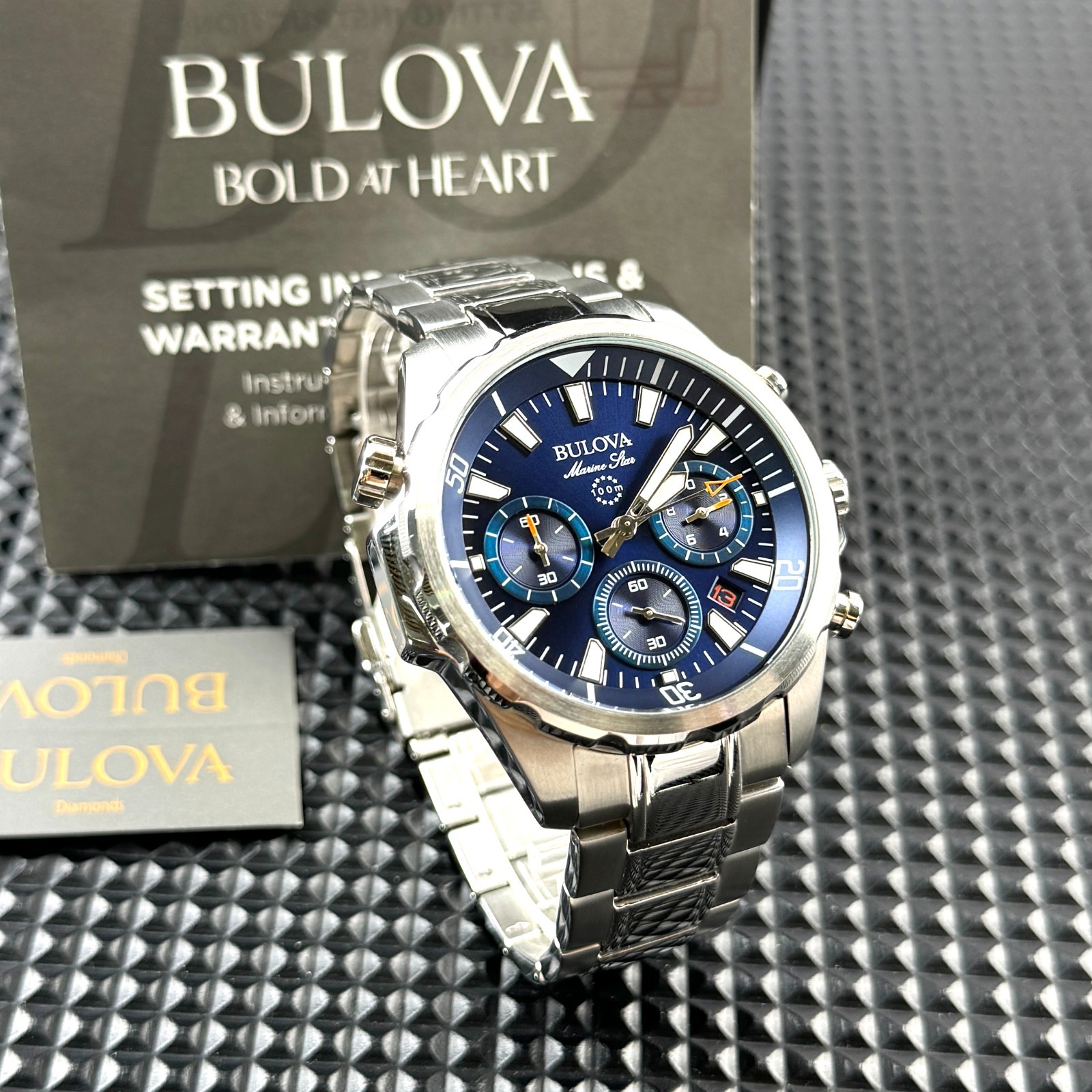 Bulova Marine Star Blue Dial 96B256 Quartz Men’s Watch 43.5mm