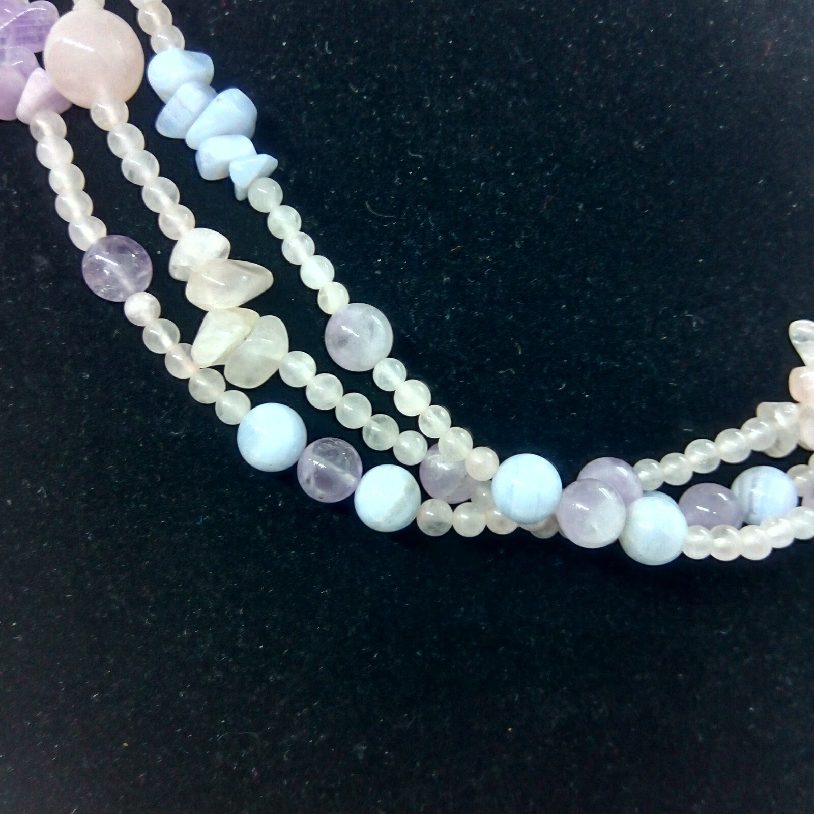 Glass Bead Necklace 3 Strand Round Beaded String Beautiful ❤️✨