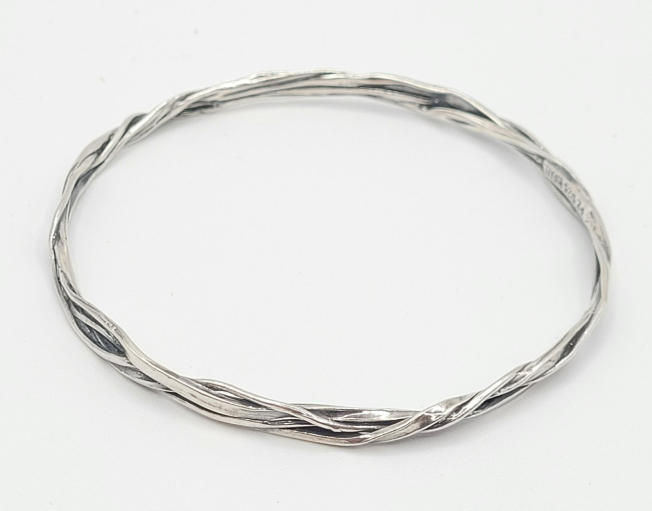 NEW Paz Creations PZ Sterling Silver Stranded Bangle Bracelet w/ Pouch