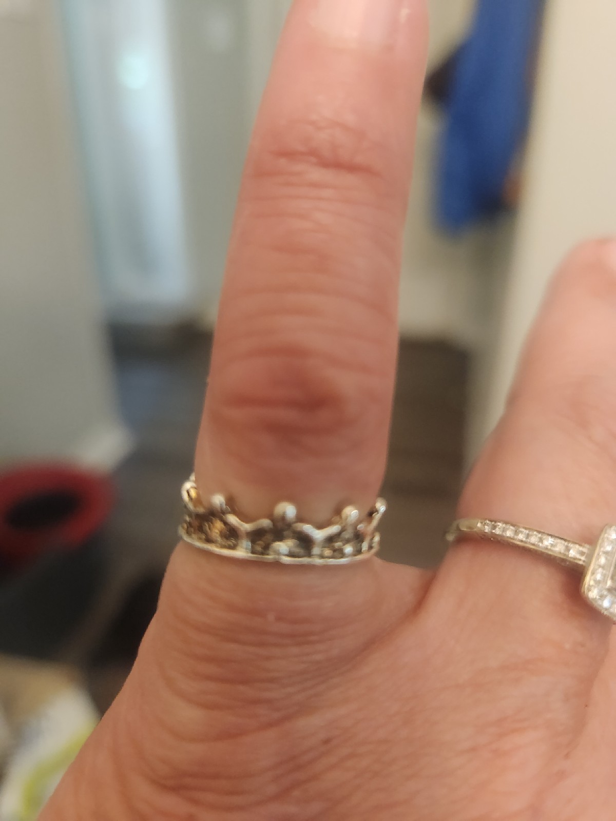 Silver Tone Crown Style Band Ring Metal No Stone Size 7, Silver Color