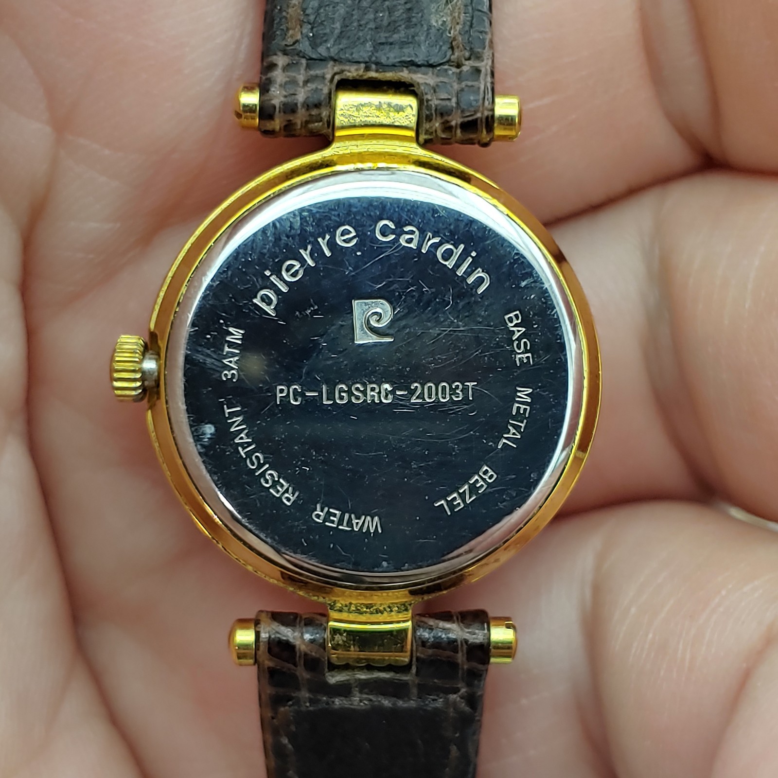 Pierre Cardin Women’s Watch 24mm Gold Tone Lizard Band 6.25″ Japan 3ATM Works