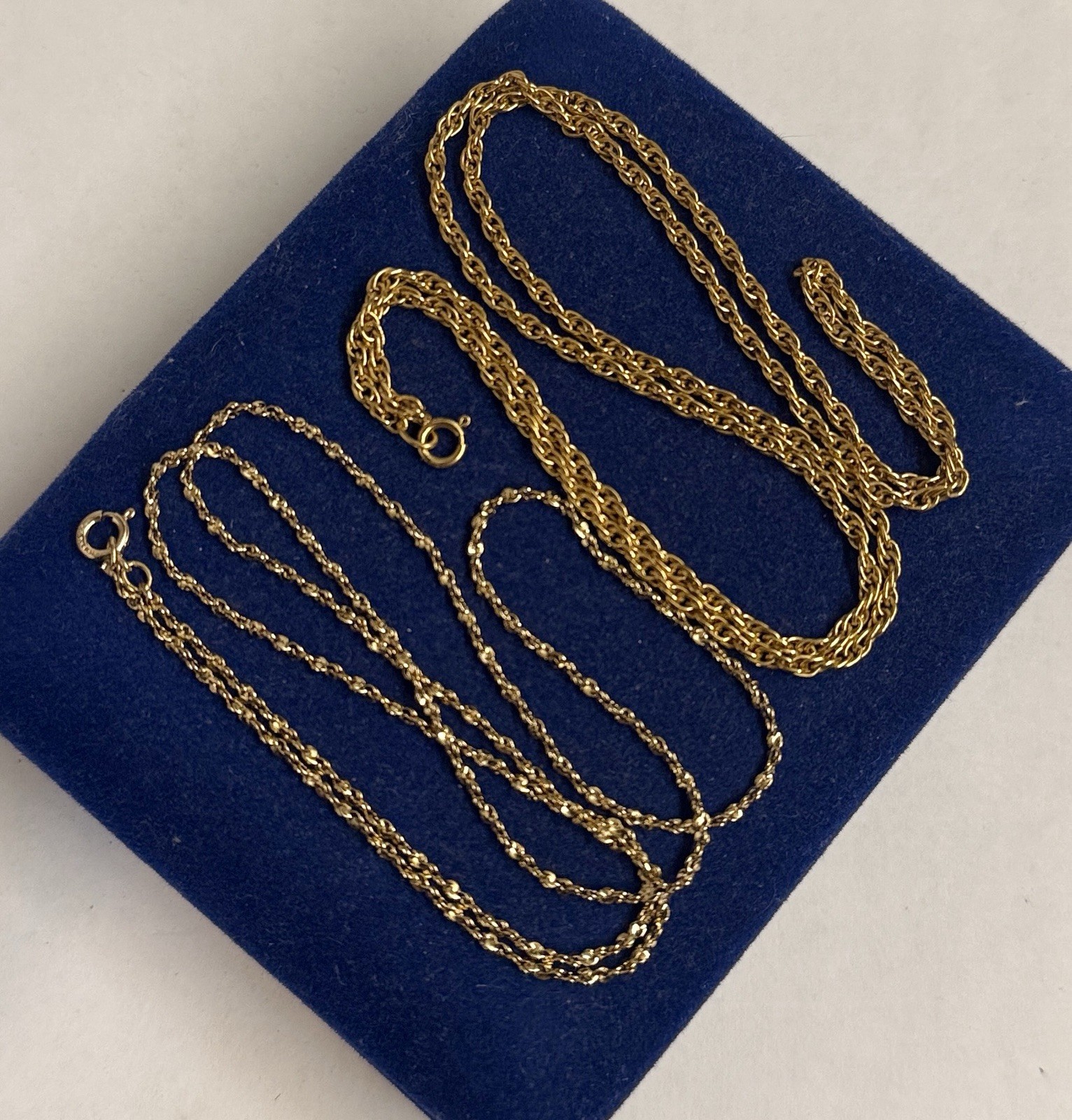 2x 20” GOLD FILLED medium Size Serpentine Twist Rope Necklace Vintage Gf LY